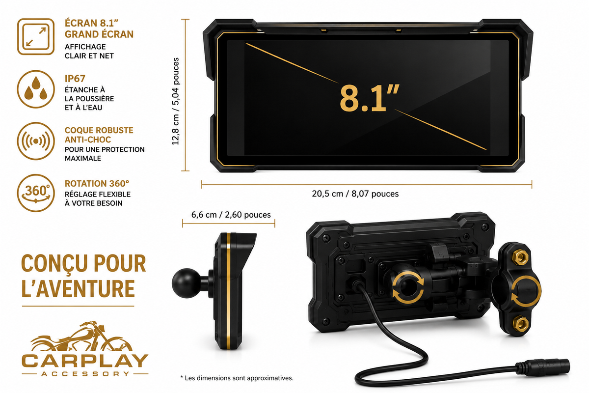 MOTOPLAY 8.1" - CARPLAY SANS FIL - GRAND ÉCRAN