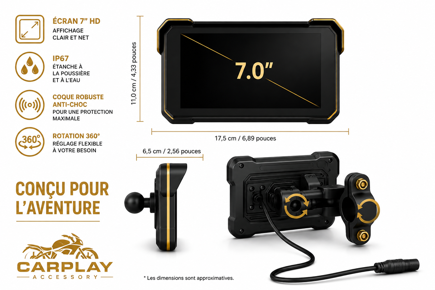 MOTOPLAY 7" - CARPLAY SANS FIL