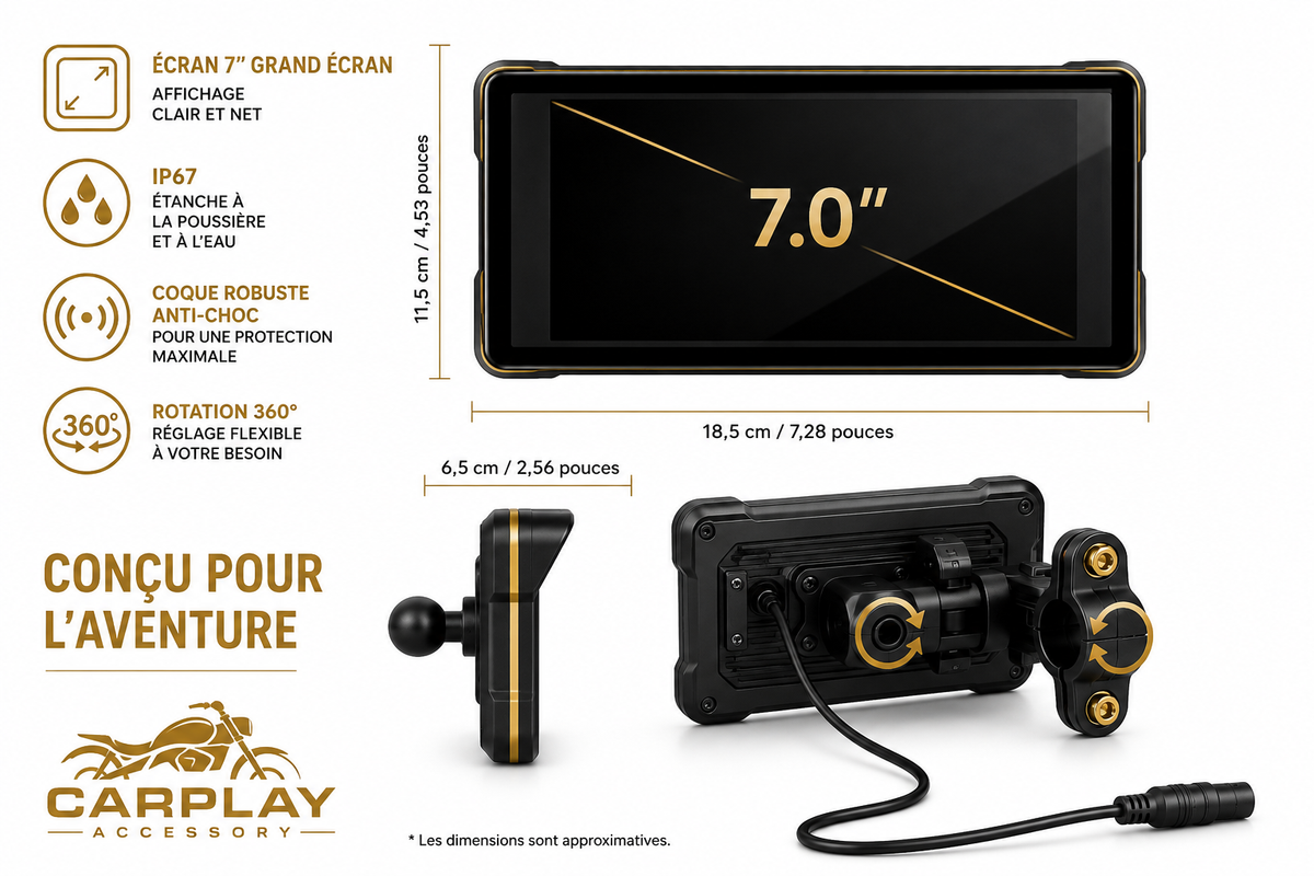 MOTOPLAY  7.2" - CARPLAY SANS FIL - GRAND ÉCRAN